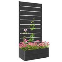 Outsunny Raised Garden Bed with Trellis and Drainage Hole, Planter Box Black