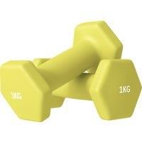 SPORTNOW 2 x 1kg Hexagonal Dumbbells Weights Set with Non-Slip Grip for Home Gym Workout, Yellow