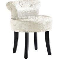 HOMCOM Dressing Table Stool with Rubber Wood Legs, Ice Velvet Vanity Stool for Living Room Bedroom, Beige