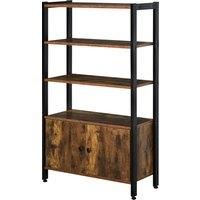HOMCOM Industrial Bookshelf, Storage Cabinet with 3-Tier with Doors, for Home Office, Living Room Rustic Brown