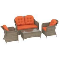 Outsunny 4 Pieces Rattan Sofa Set Outdoor Conservatory Furniture with Cushions