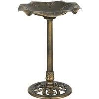 Outsunny 71cm Bird Bath for Garden, Standing Pedestal Birdbath with Lotus Leaf Basin, Vintage Decorative Bird Bath Bowl for Outdoor, Bronze Tone