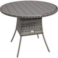 Outsunny 90cm Four-Person Wood-Effect Rattan Table - Grey