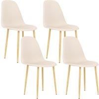 HOMCOM Modern Dining Chairs Set of 4, Kitchen Chairs with Backrest and Steel Legs for Dining Room, Living Room, Khaki