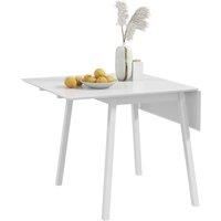 HOMCOM Solid Wood Folding Dining Table, Drop Leaf Table for 2-4 People, Rectangle Kitchen Table for Small Space, White