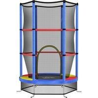 HOMCOM Kids Trampoline, with Enclosure Net, Steel Frame, for Ages 3-6 Years - MultiColoured