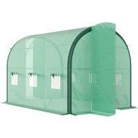 Outsunny 3 x 2m Polytunnel Greenhouse, Walk-in Tent with Steel Frame, PE Cocer, Vents & Doors foR Plant Growth, Green Aosom UK