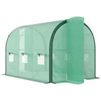 Outsunny Tunnel Greenhouse Upgraded Structure, Hinged Doors, 3 x 2(m), Green