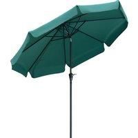 Outsunny 2.66m Garden Parasol Umbrella, Outdoor Market Table Umbrella, Outdoor Sun Shade with Ruffles, 8 Sturdy Ribs, Green