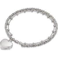 LOVELOX Lockets Women's Rope Chain Heart Locket Bracelet in Silver