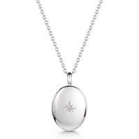 LOVELOX Lockets Women's Oval Locket With Clear Crystal in Silver