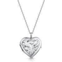 LOVELOX Lockets Women's Full Scroll Heart Engraved Locket in Silver