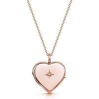 LOVELOX Lockets Women's Diamond Set Personalised Heart Locket in Rose Gold