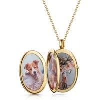 LOVELOX Lockets Women's 4 Photo Personalised Oval Locket in Gold