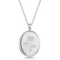 LOVELOX Lockets Women's Birth Flower Personalised Locket in Silver
