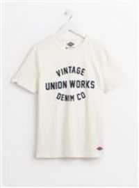 UNION WORKS White Salute Graphic T-Shirt L