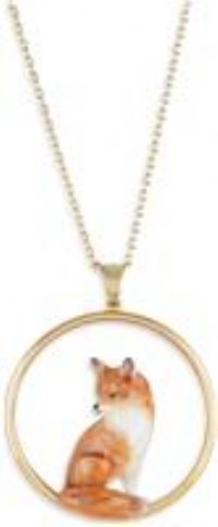 Bill Skinner Enamel Fox Hoop Pendant