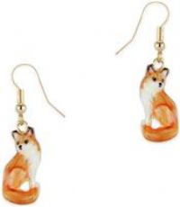 Bill Skinner Enamel Fox Drop Earrings