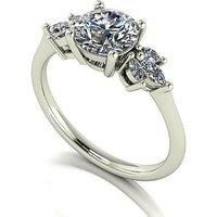 Moissanite 9Ct Gold Round Brilliant And Heart Moissanite Trilogy Ring