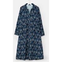 LightHouse Women/'s Elsie Midi Dress - Ladies Cotton Viscose Stretch Shirt Style Frock with Pockets - Navy Leaf - 14