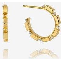 Rachel Jackson London White Topaz Arrow Spike Hoop Earrings