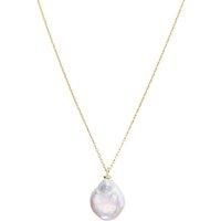 Baroque Flat Pearl Pendant Necklace Sterling Silver