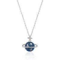 Spero London Women's Blue Saturn Jewelled Sterling Silver Necklace