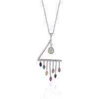 Colourful Rainbow Rain Drop Necklace in Sterling Silver