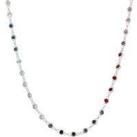 Spero London Women's Colourful Rainbow Jewelled Sterling Silver Chain Necklace