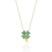Four Leaf Clover Sterling Silver Necklace - Green