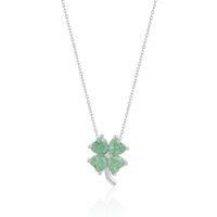Four Leaf Clover Sterling Silver Necklace - Green