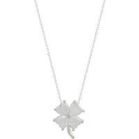 Spero London Women's Four Leaf Clover Sterling Silver Necklace - White