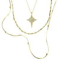 Spero London Women's Necklace Layering Set Beaded Twisted & Northern Star in Gold