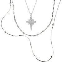 Spero London Women's Necklace Layering Set Beaded Twisted & Northern Star in Silver