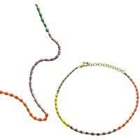 Spero London Women's Sterling Silver Enamel Mine Beaded Colourful Rainbow Necklace & Bracelet Set in Gold