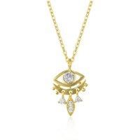 Spero London Women's Sterling Silver Eye Evil Eye Pendant Necklace in Gold