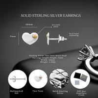 Sterling Silver Gold Plated Two Tone Heart Stud Earrings 7X10Mm