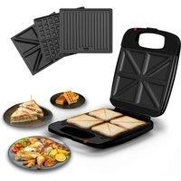 DMD | 3-In-1 4 Slice Sandwich Toastie Maker with Grill, Waffle Plates Non-Stick
