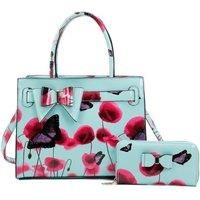 Poppy Patterned 2 in 1 Ribbon Tote Bag with Purse