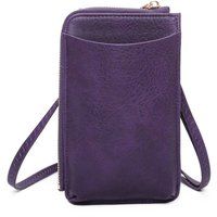 Fontanella Fashion Women's Enkel Minimalist PU Leather Crossbody Phone Purse in Purple
