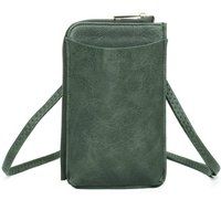 Fontanella Fashion Women's Enkel Minimalist PU Leather Crossbody Phone Purse in Olive