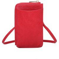 Fontanella Fashion Women's Enkel Minimalist PU Leather Crossbody Phone Purse in Red