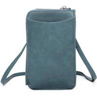 Fontanella Fashion Women's Enkel Minimalist PU Leather Crossbody Phone Purse in Blue