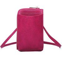 Fontanella Fashion Women's Enkel Minimalist PU Leather Crossbody Phone Purse in Fuchsia