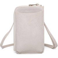 Fontanella Fashion Women's Enkel Minimalist PU Leather Crossbody Phone Purse in Beige