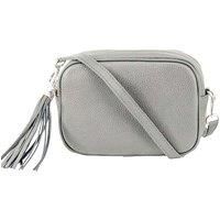 Tassel Charm Genuine Italian Leather Small Camera Crossbody Bag