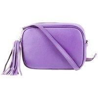 Tassel Charm Genuine Italian Leather Small Camera Crossbody Bag