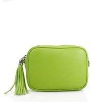 Tassel Charm Genuine Italian Leather Small Camera Crossbody Bag