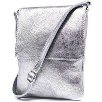Kitise Women's Small Italian Genuine Leather Crossbody Handbag Stylishy Phone Bag in Silver