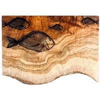 Selbrae House Olive Wood Rectangular Chopping Board 34 X 19Cm - Fish Repeat